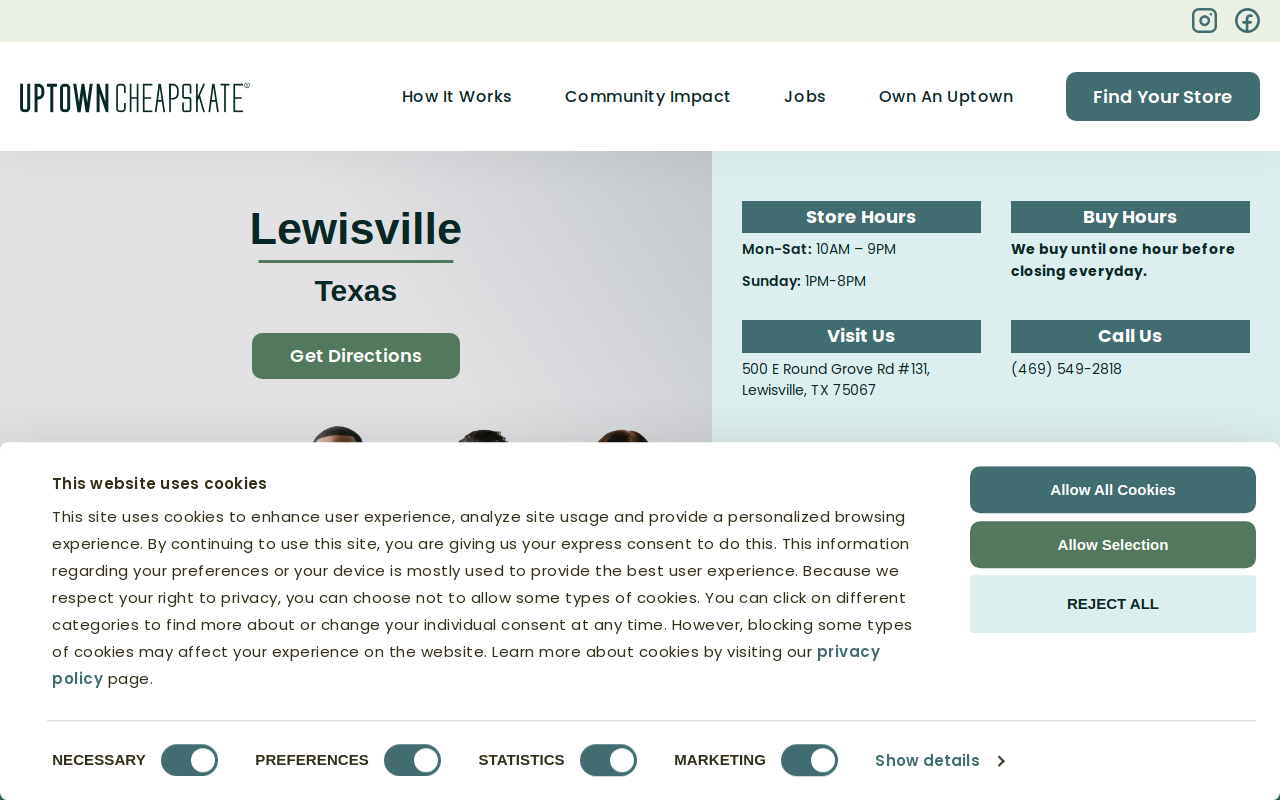 Uptown Cheapskate website preview