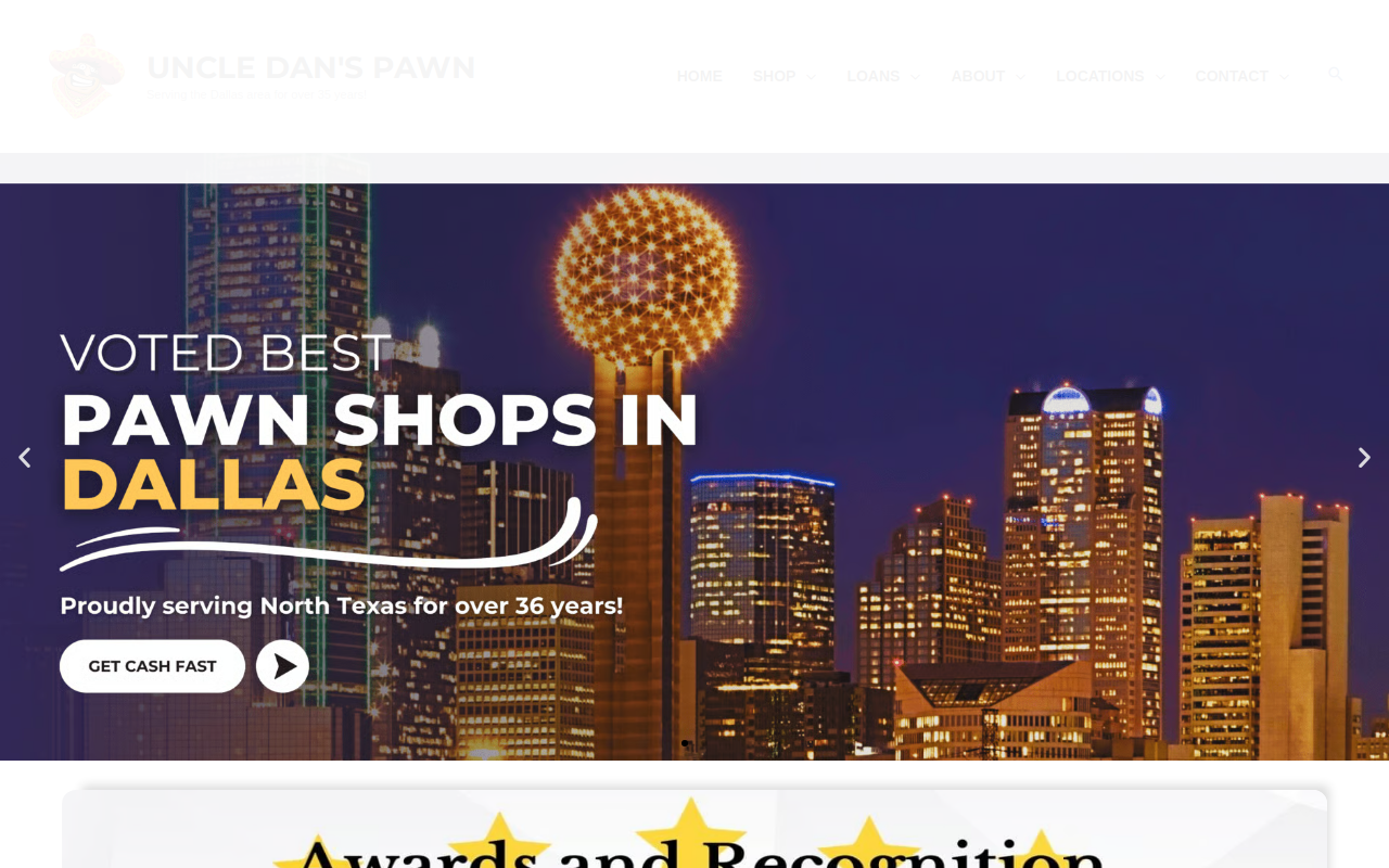 Uncle Dan's Pawn Shop website preview