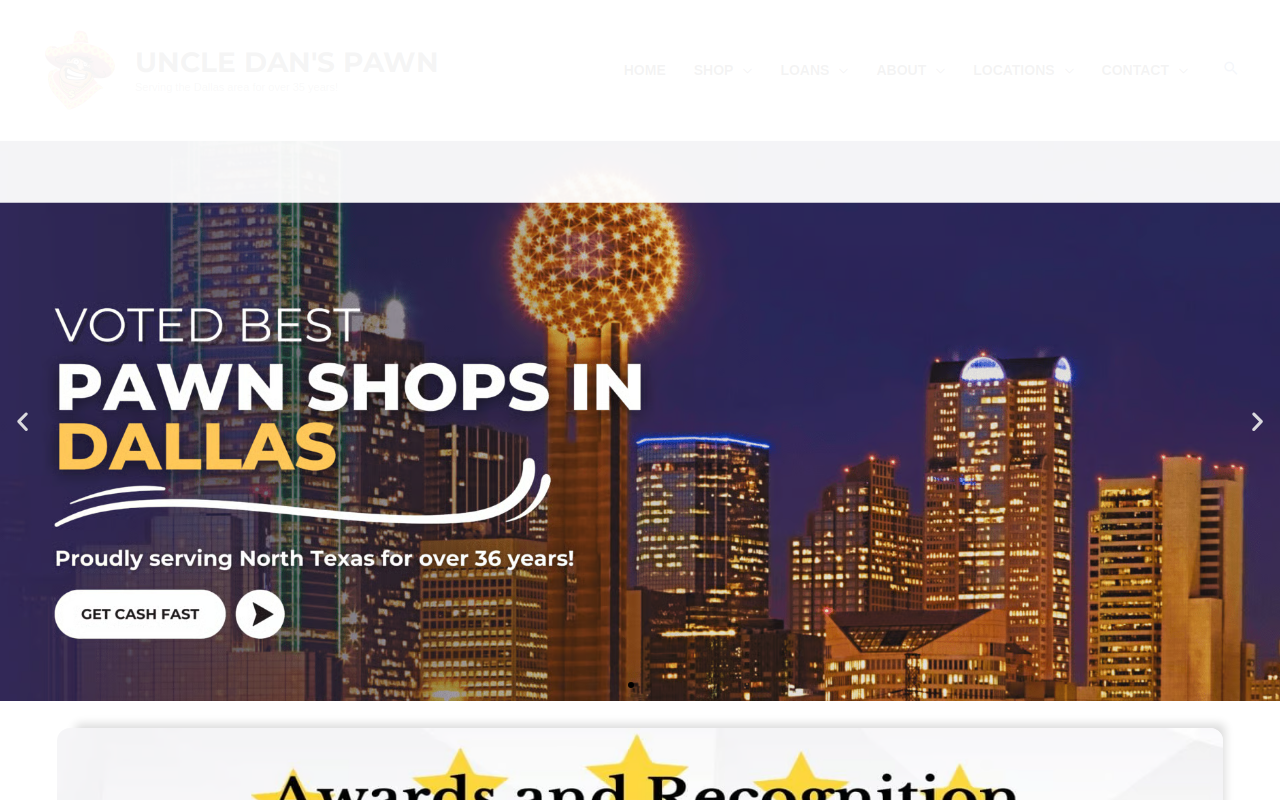 Uncle Dan's Pawn Shop website preview