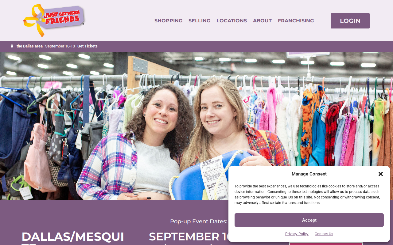 Just Between Friends Dallas/Mesquite website preview