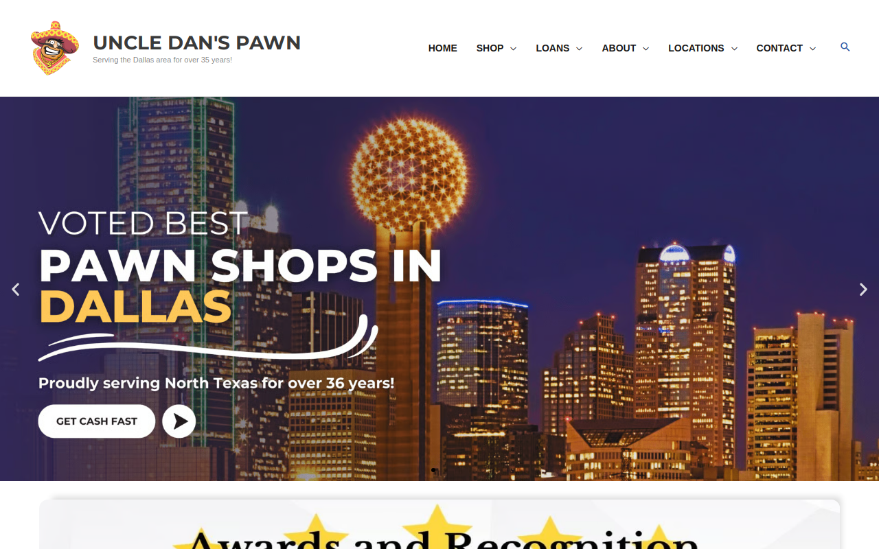Uncle Dan's Pawn Shop website preview