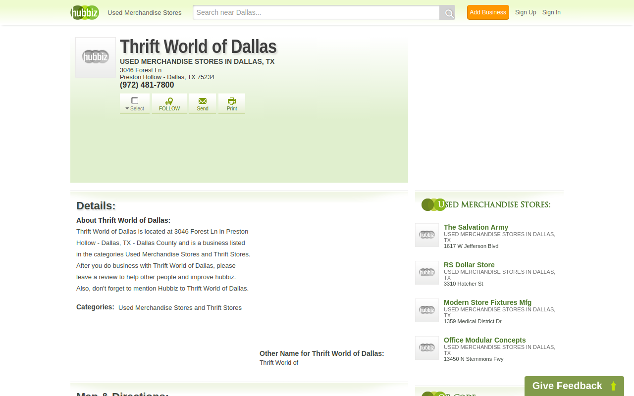 Thrift World website preview