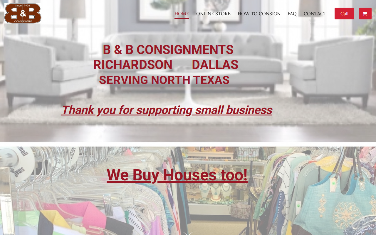 B and B Consignment website preview
