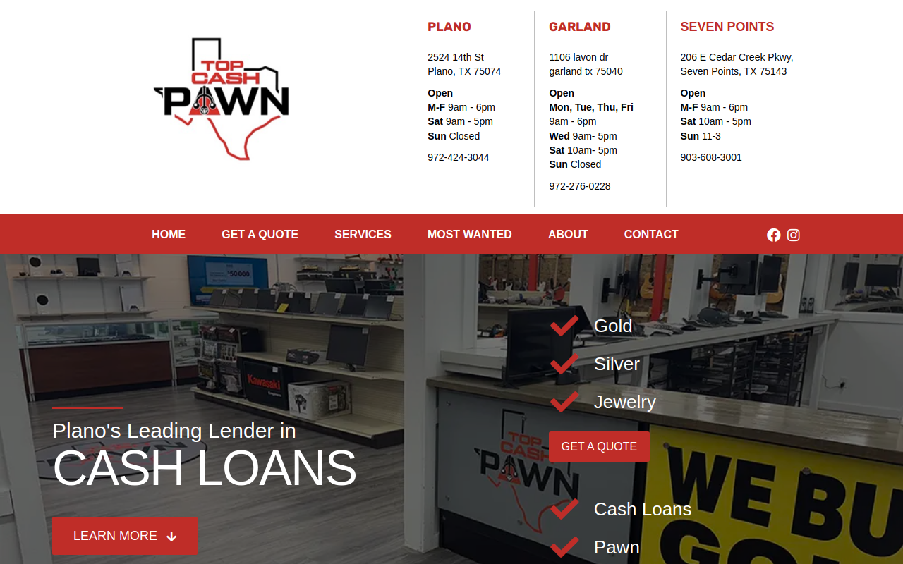 Top Cash Pawn website preview