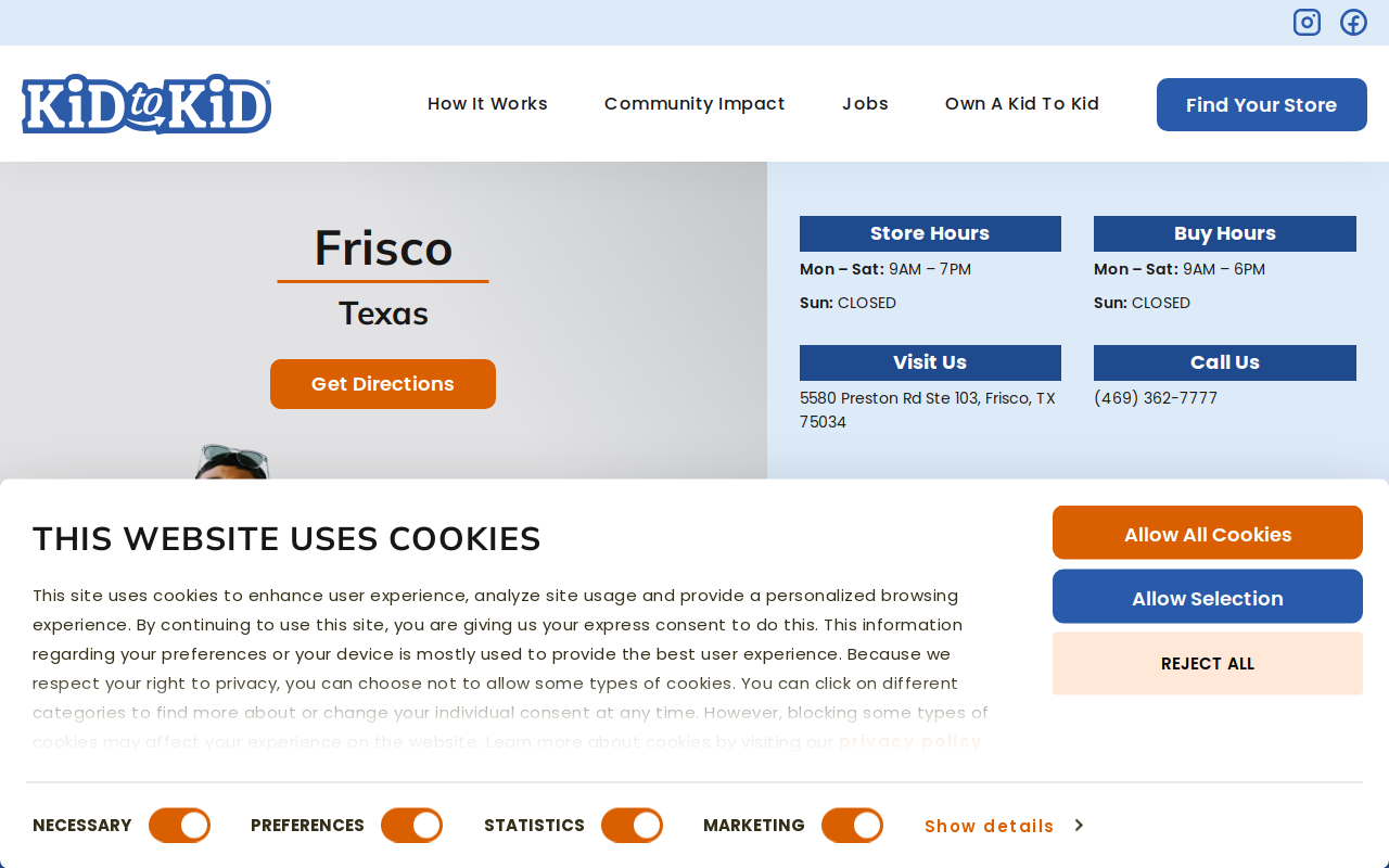 Kid to Kid Frisco website preview