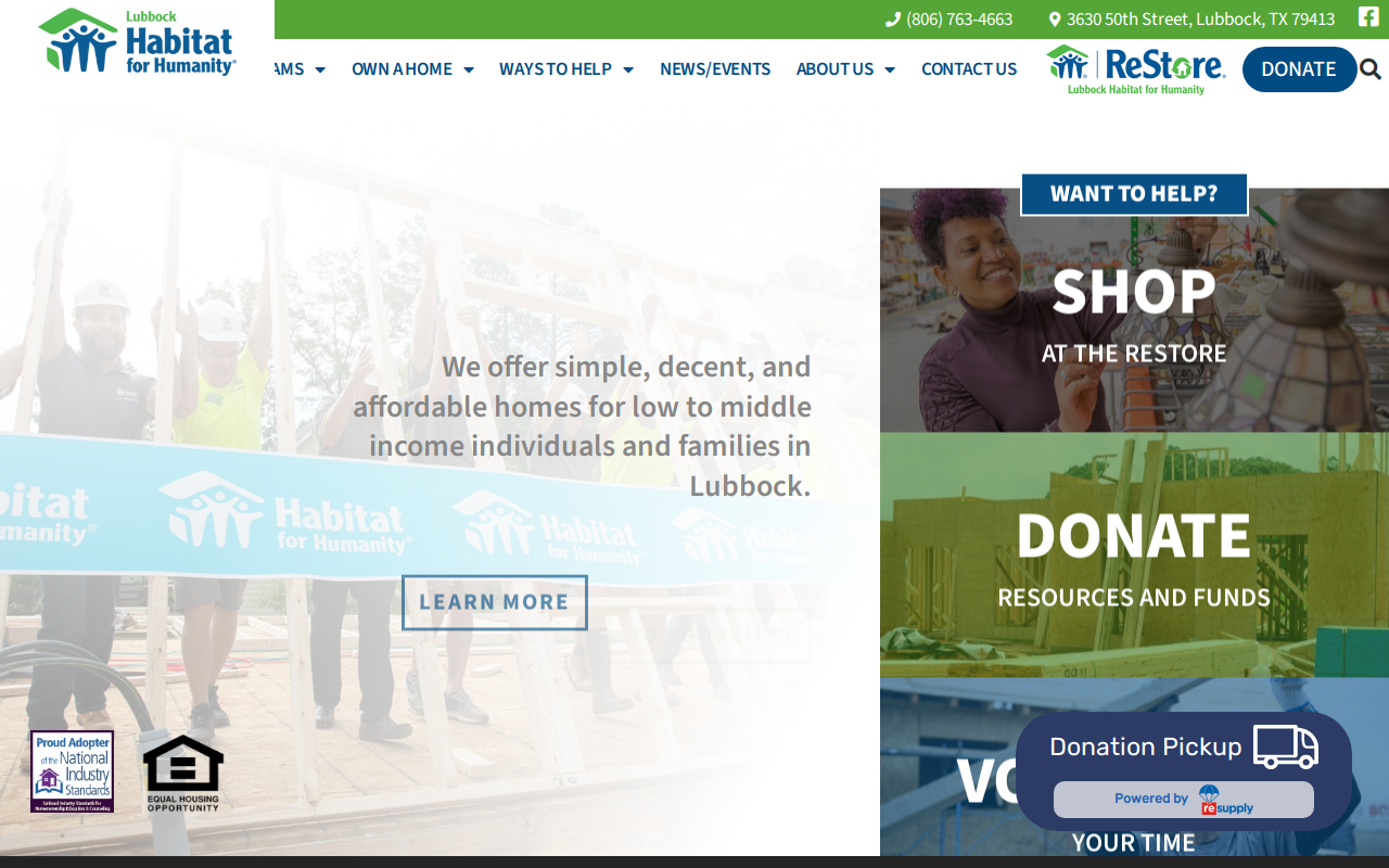 Lubbock Habitat for Humanity ReStore website preview