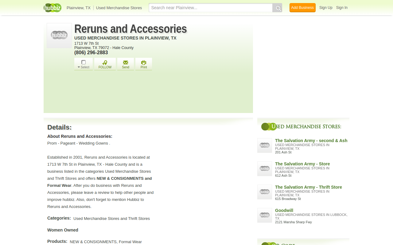 Reruns and Accessories website preview