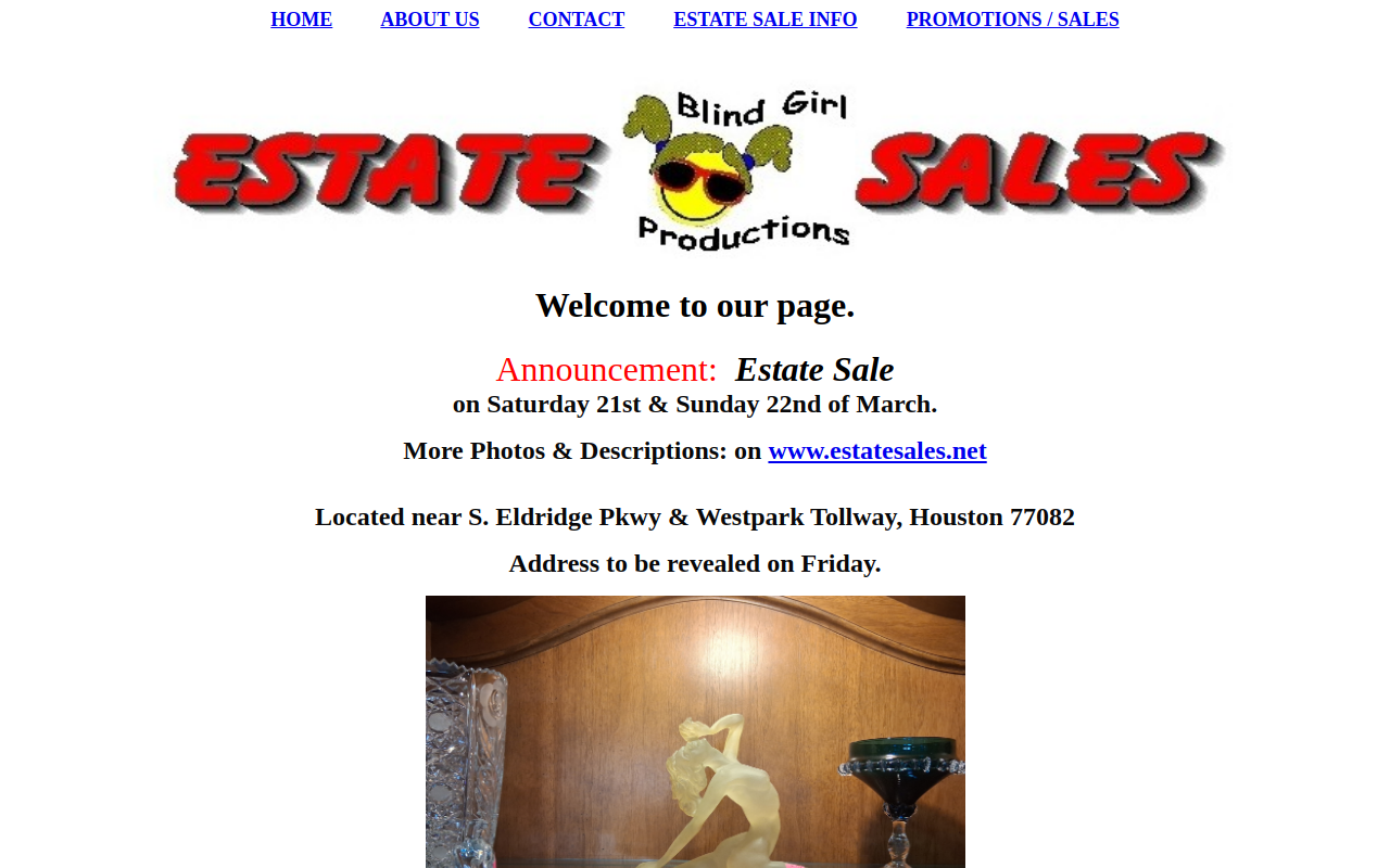 Blind Girl Productions - Estate Sales & Liquidations website preview