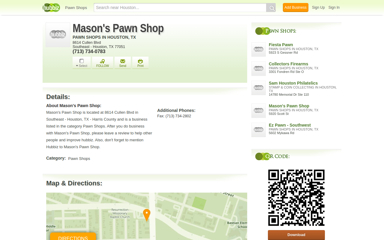 Mason's Pawn Shop website preview