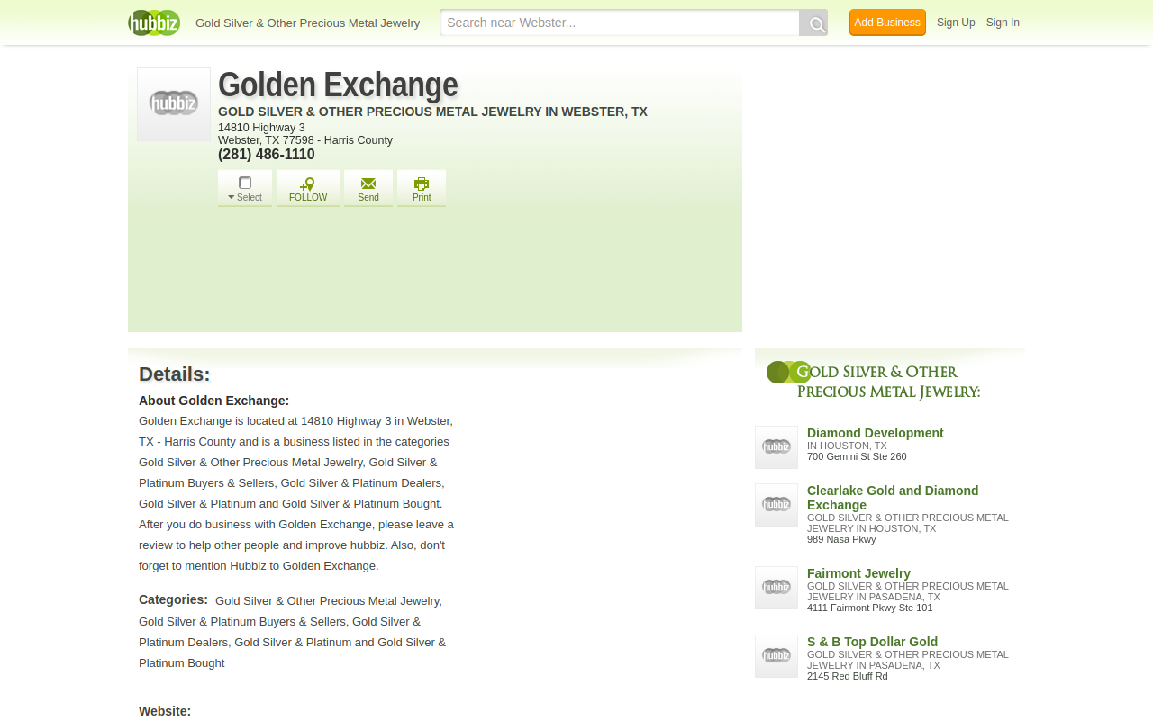 Golden Exchange website preview