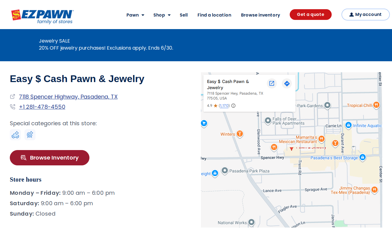 Easy Cash Pawn and Jewelry website preview