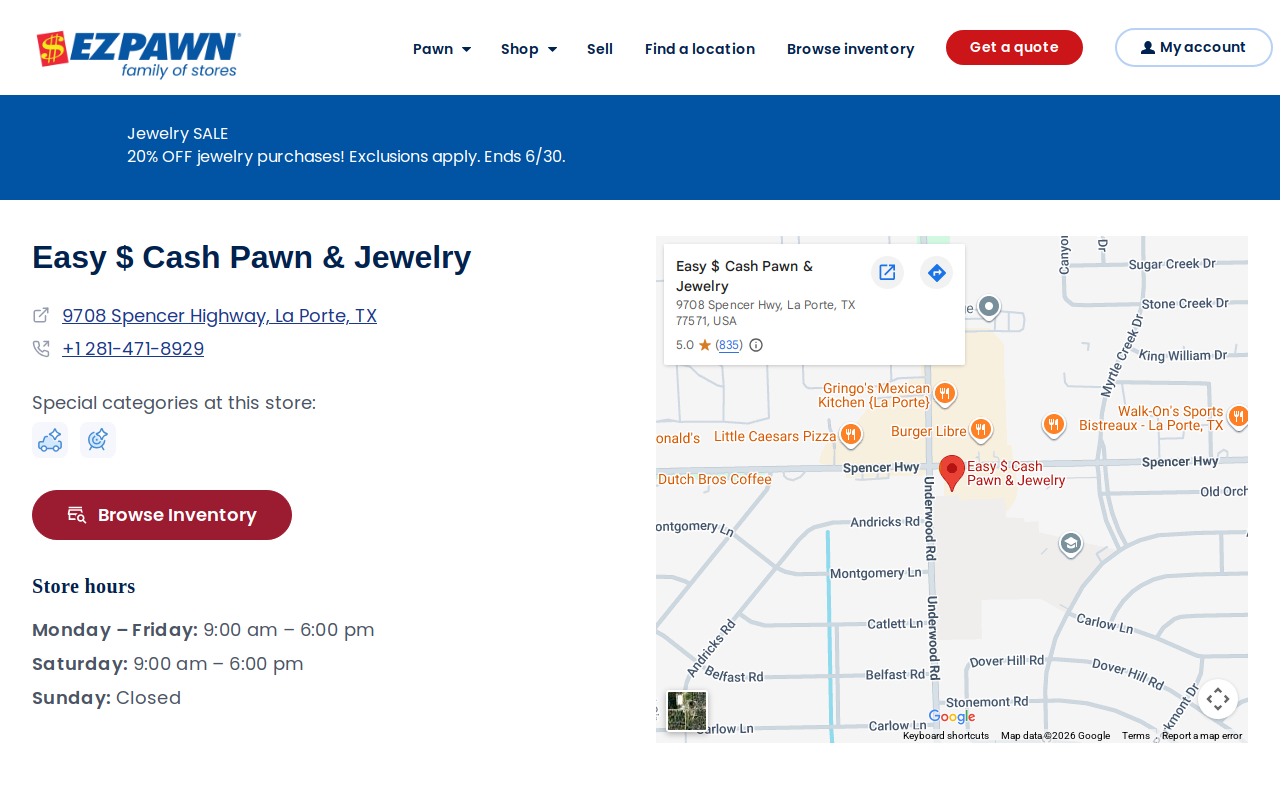 Easy Cash Pawn and Jewelry website preview