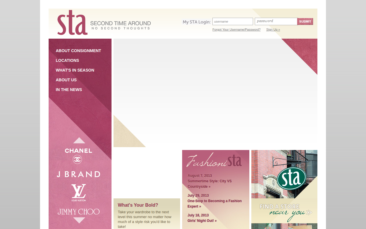 Second Time Around Resale Shop website preview
