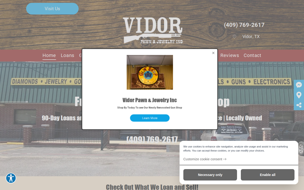 Vidor Pawn & Jewelry website preview