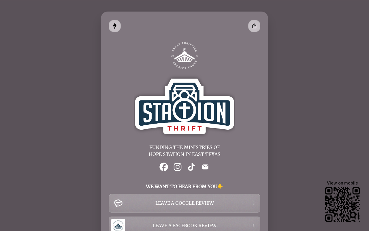 Station Thrift website preview