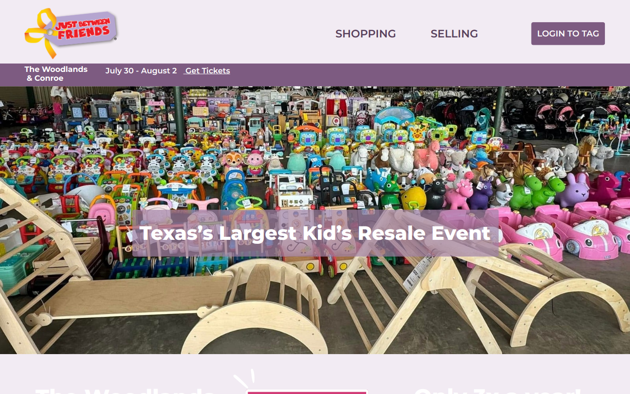 Just Between Friends The Woodlands/Conroe website preview