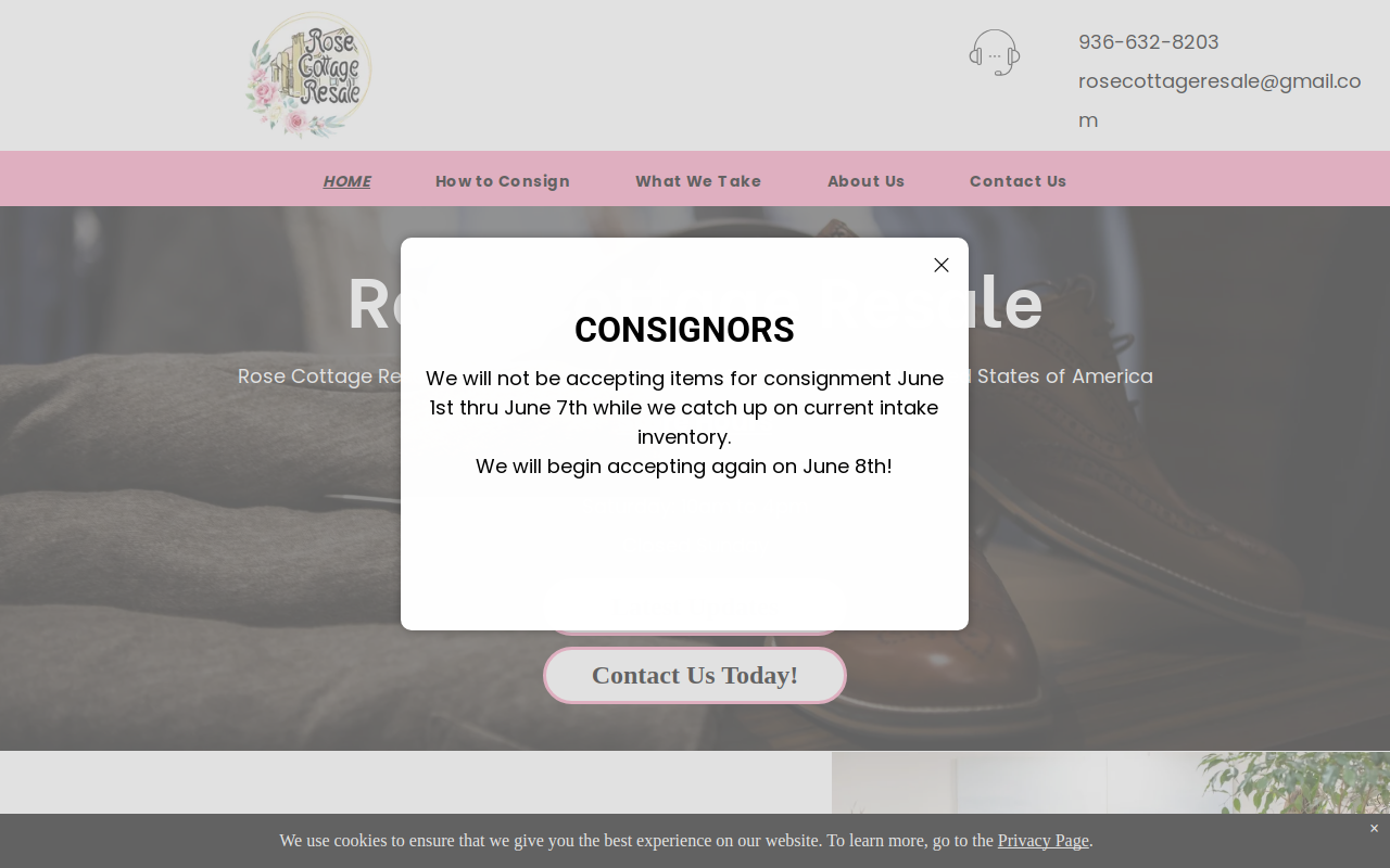 Rose Cottage Resale website preview