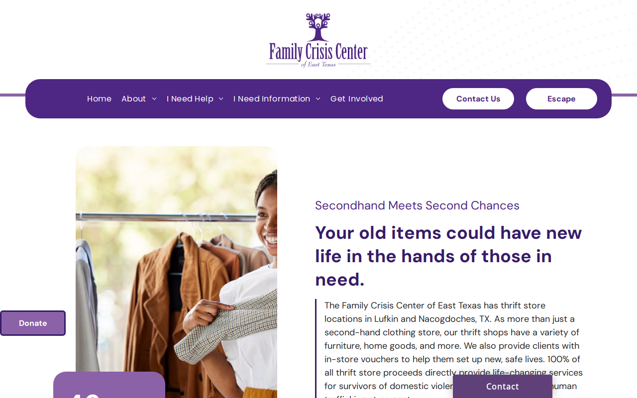 Family Crisis Center Thrift Store website preview