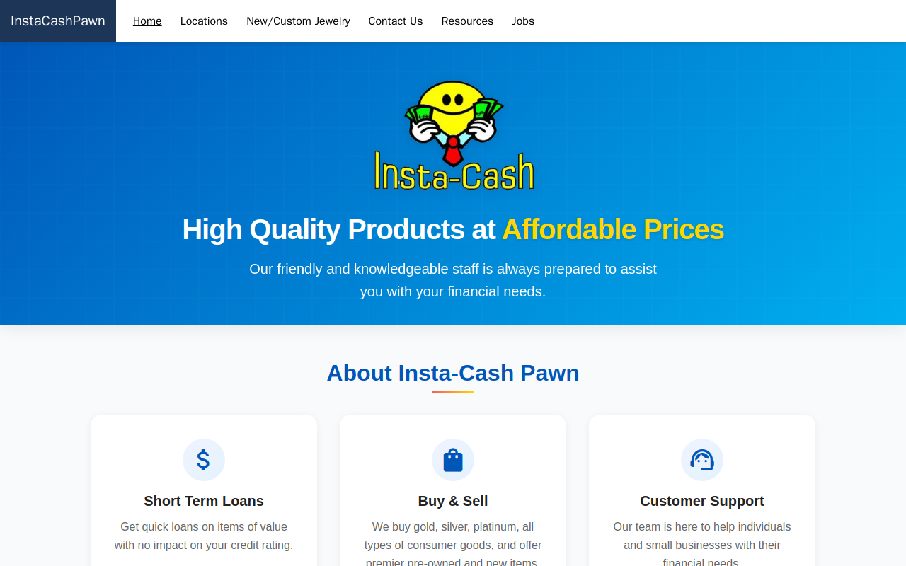 Insta-Cash Pawn website preview