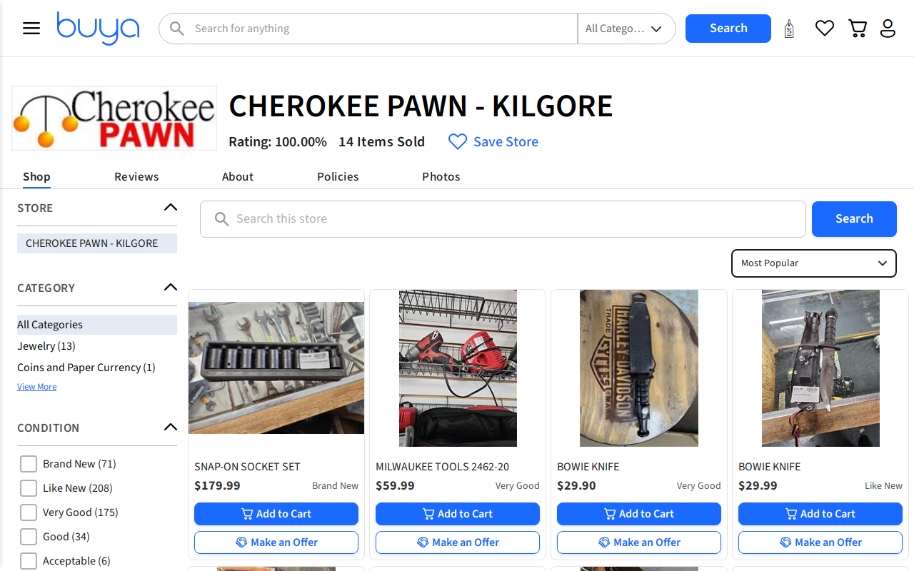 Cherokee Pawn of Kilgore website preview