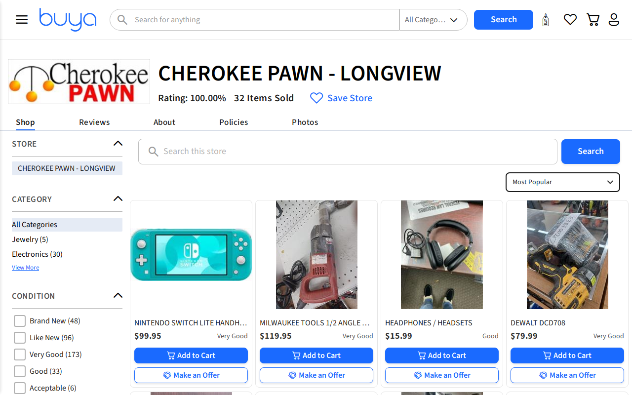 Cherokee Pawn Shop website preview