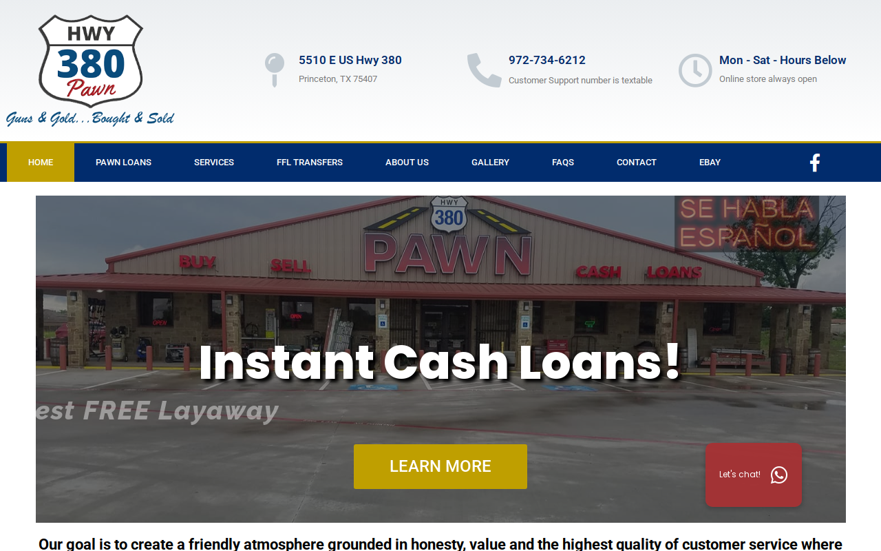 Highway 380 Pawn website preview