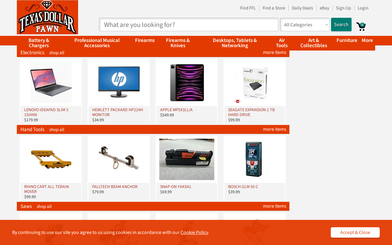 Texas Dollar Pawn and Gun website preview