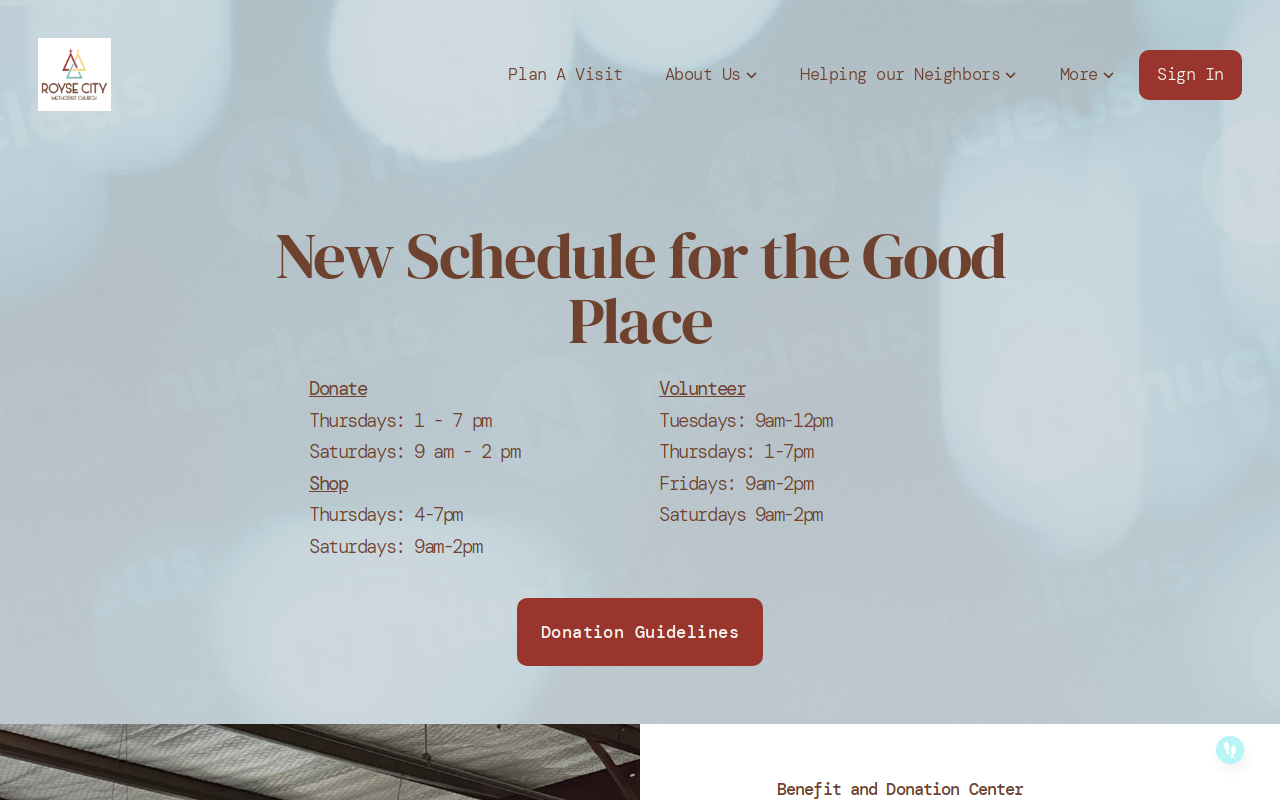 The Good Place Royse City Methodist Ministry website preview