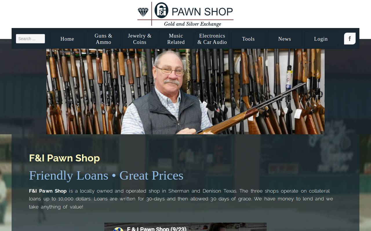 F&I Pawn Shop Texoma Parkway website preview