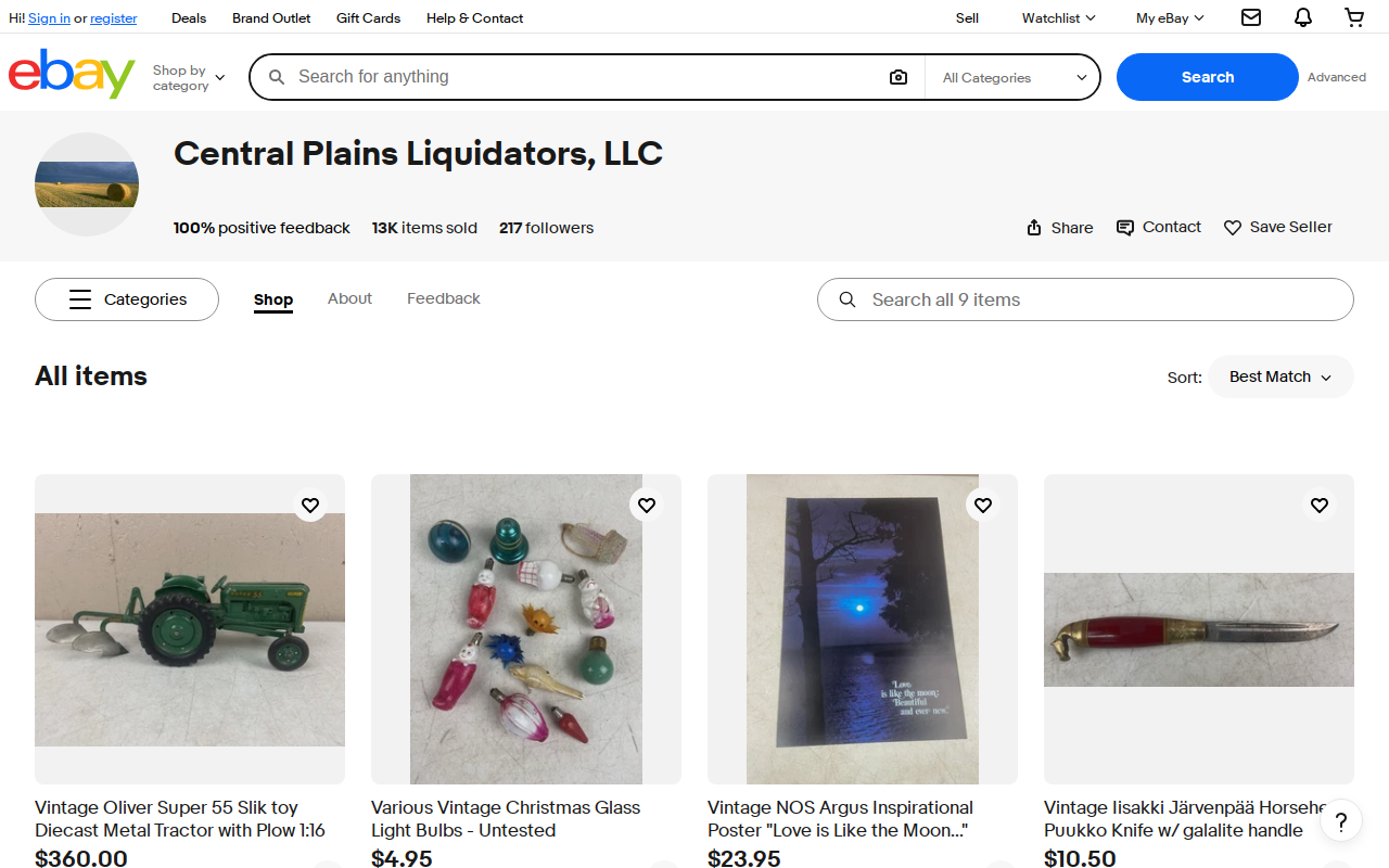 Central Plains Liquidators website preview