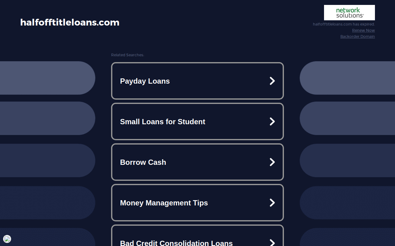 Half Off Title Loans website preview
