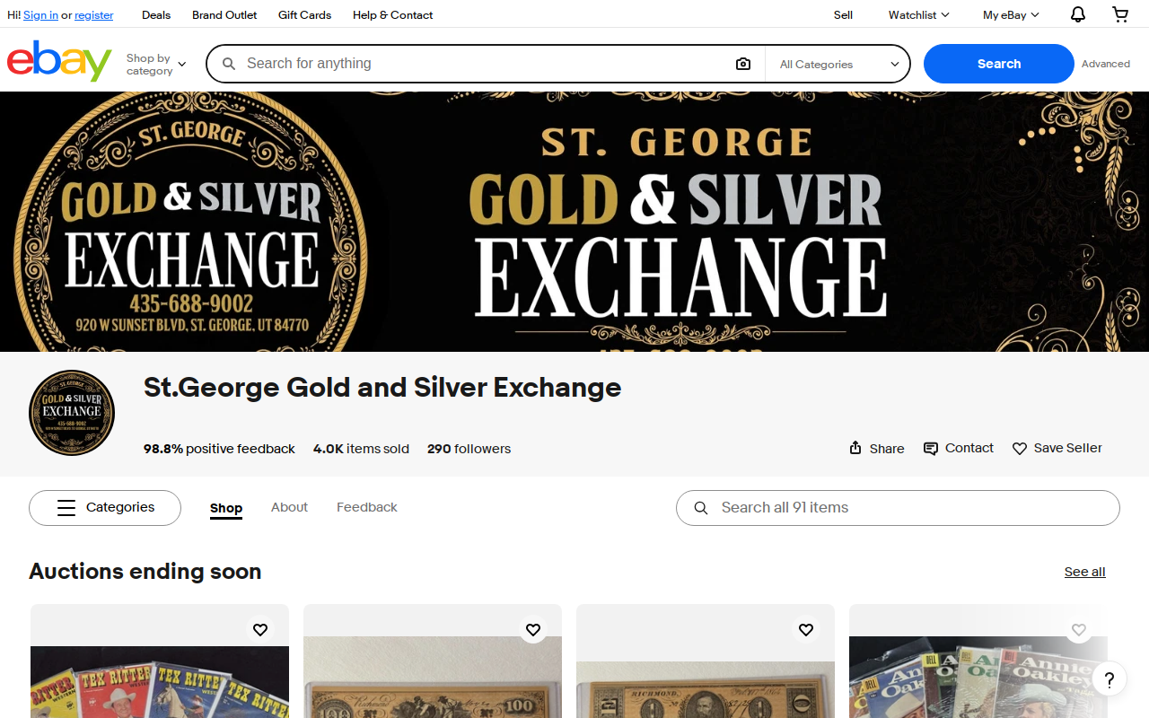 St. George Pawn & Jewelry website preview
