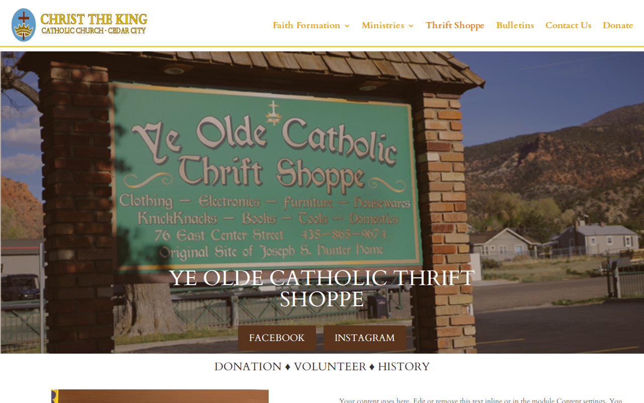 Ye Olde Catholic Thrift Shoppe website preview