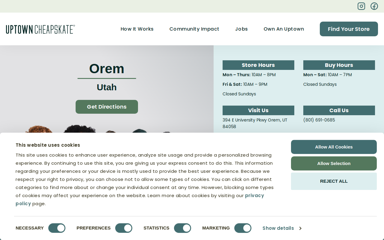 Uptown Cheapskate website preview