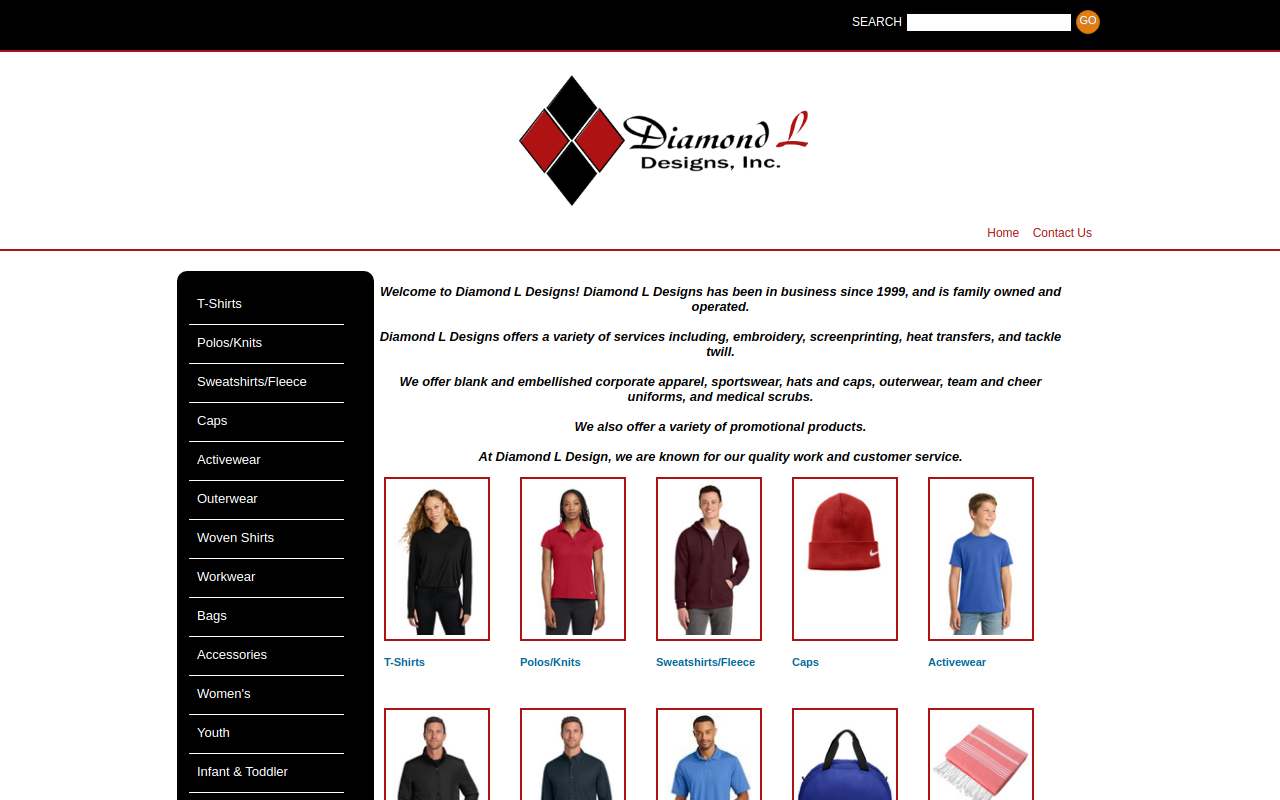 Diamond L Designs website preview