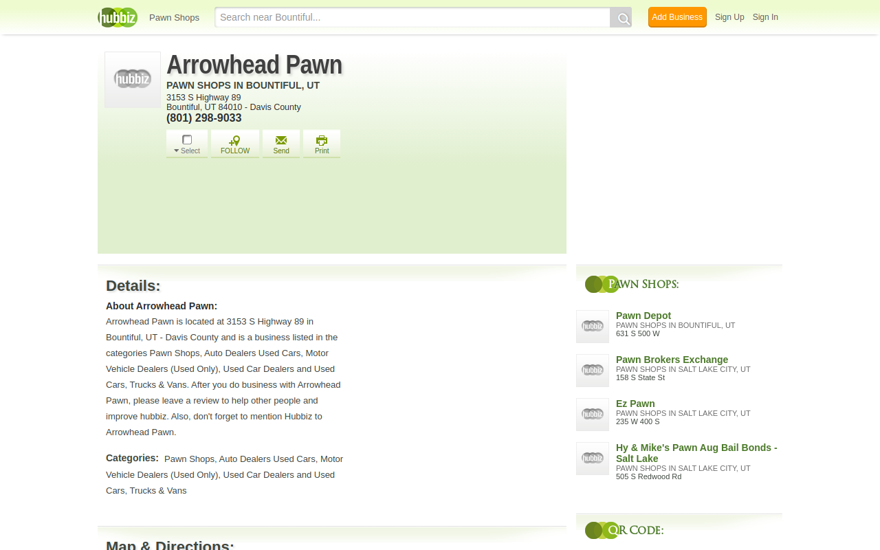 Arrowhead Pawn and Sales website preview