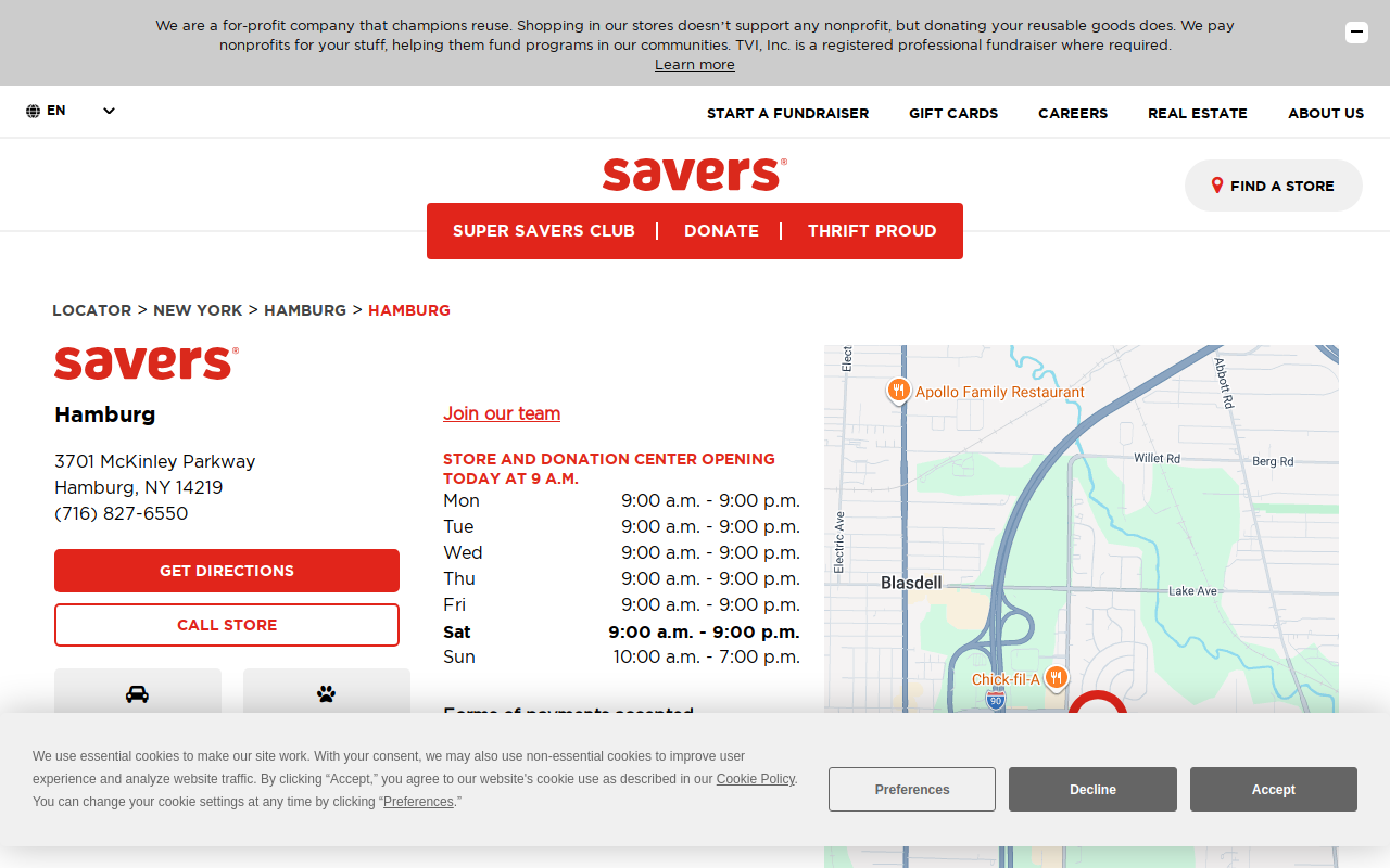 Savers website preview