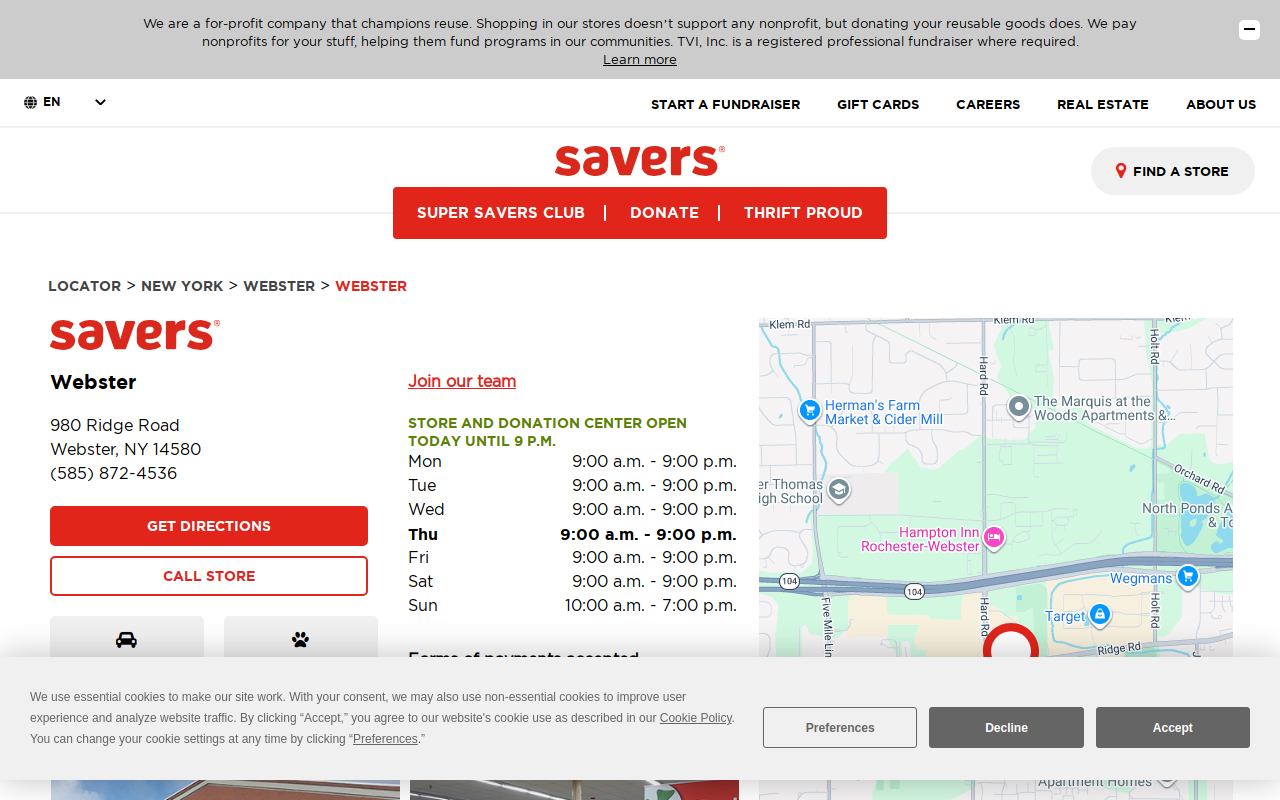 Savers website preview