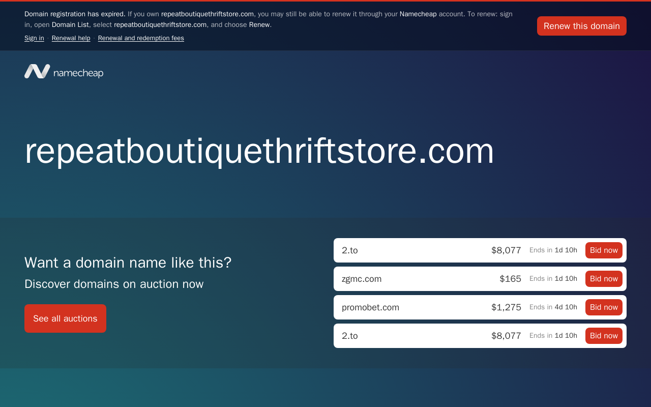 Repeat Boutique website preview