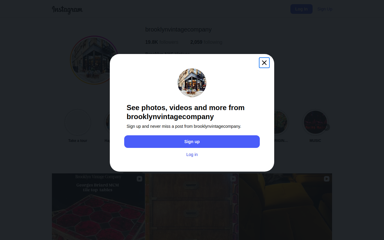 Brooklyn Vintage Company website preview