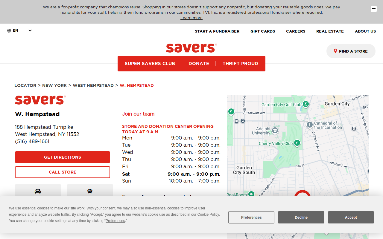 Savers website preview