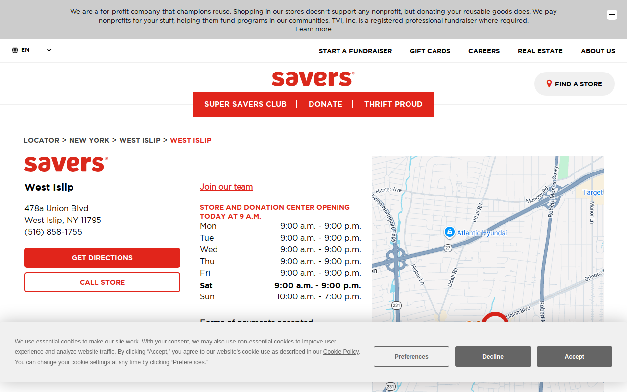 Savers website preview