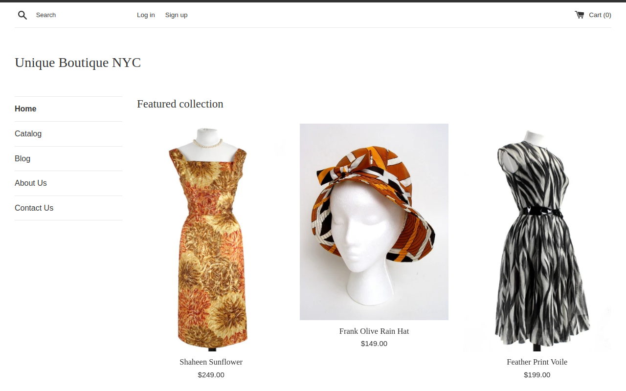 Unique Boutique website preview