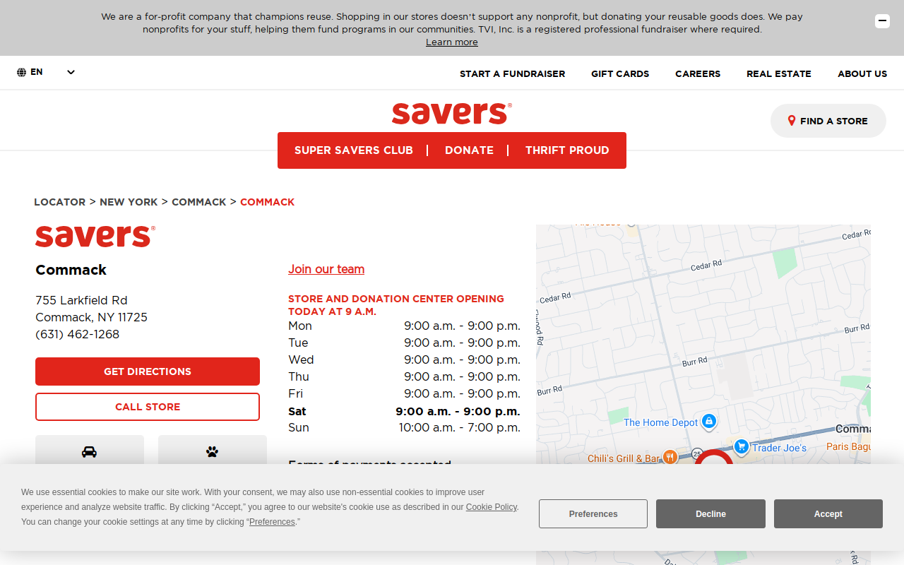 Savers website preview