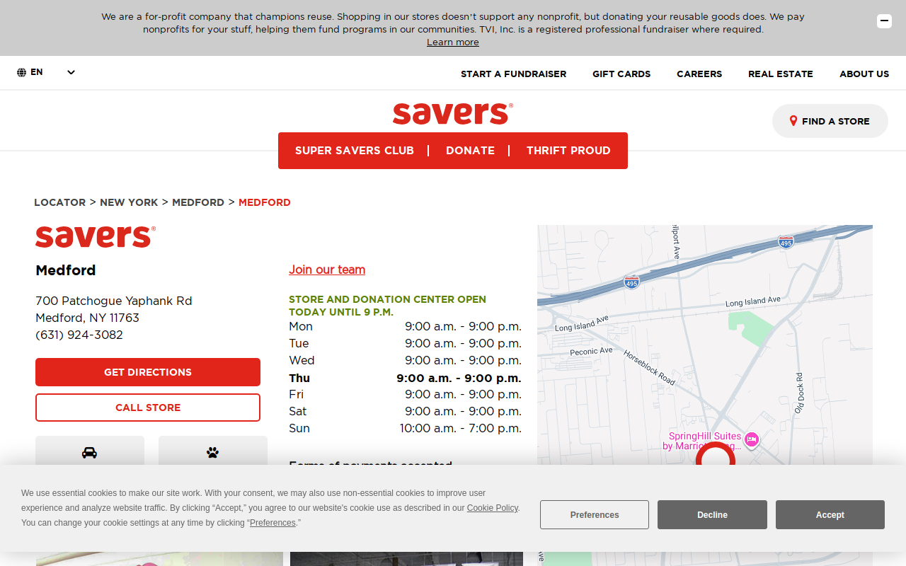 Savers website preview