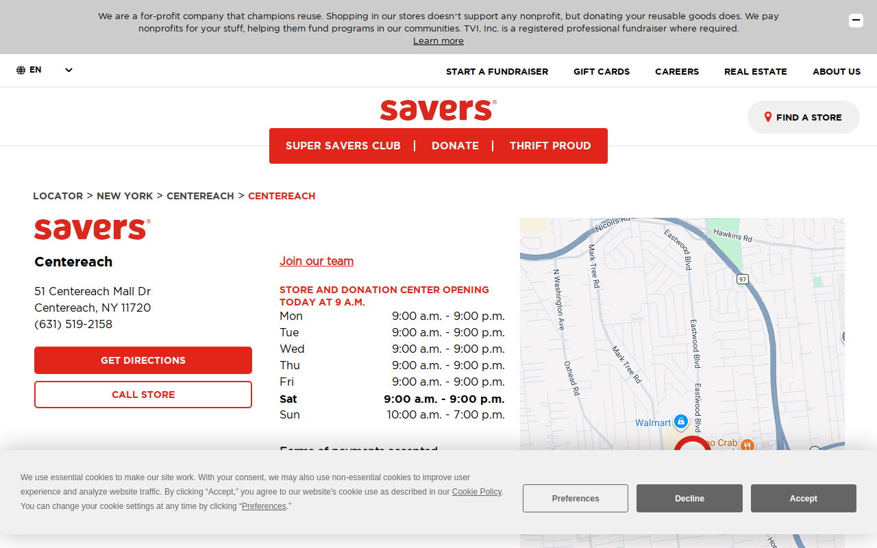 Savers website preview