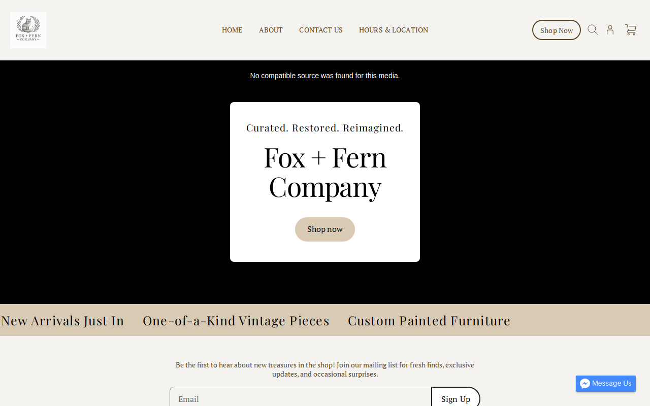 Fox + Fern Company website preview