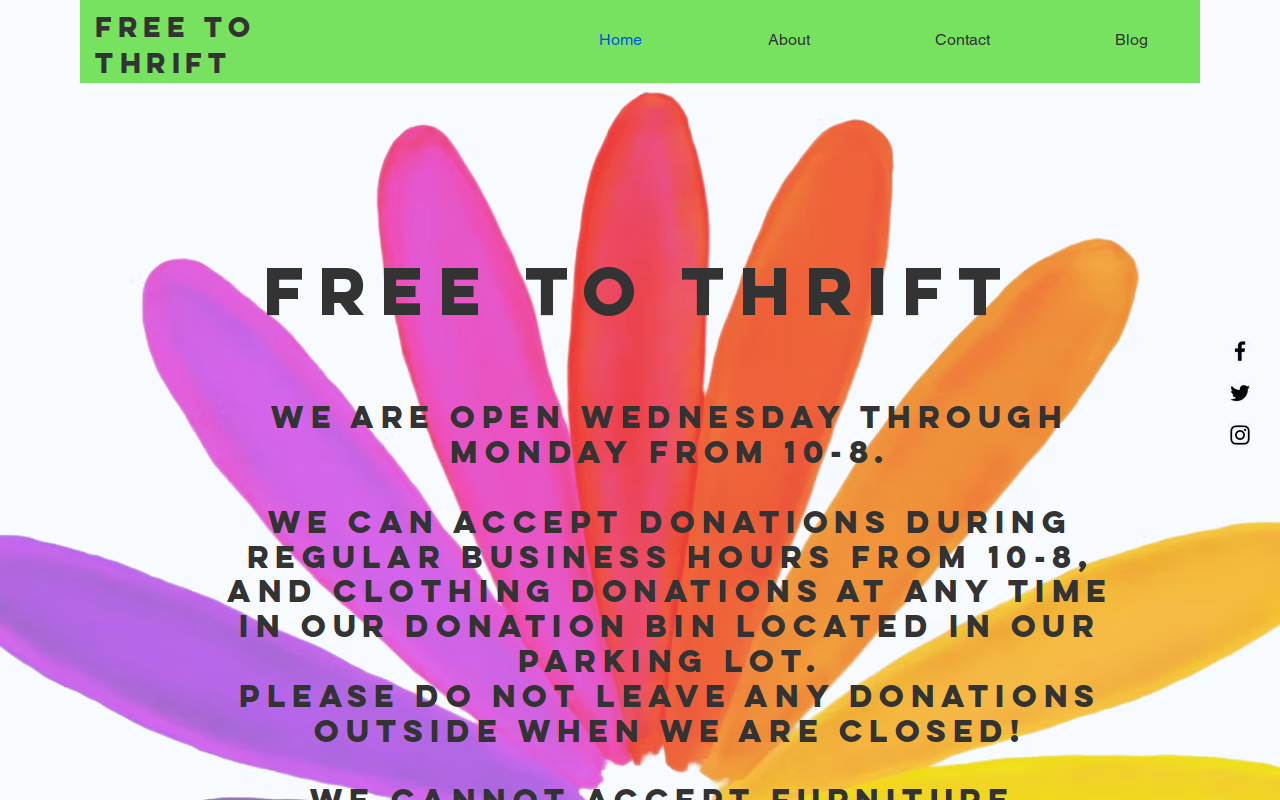 Free to Thrift website preview