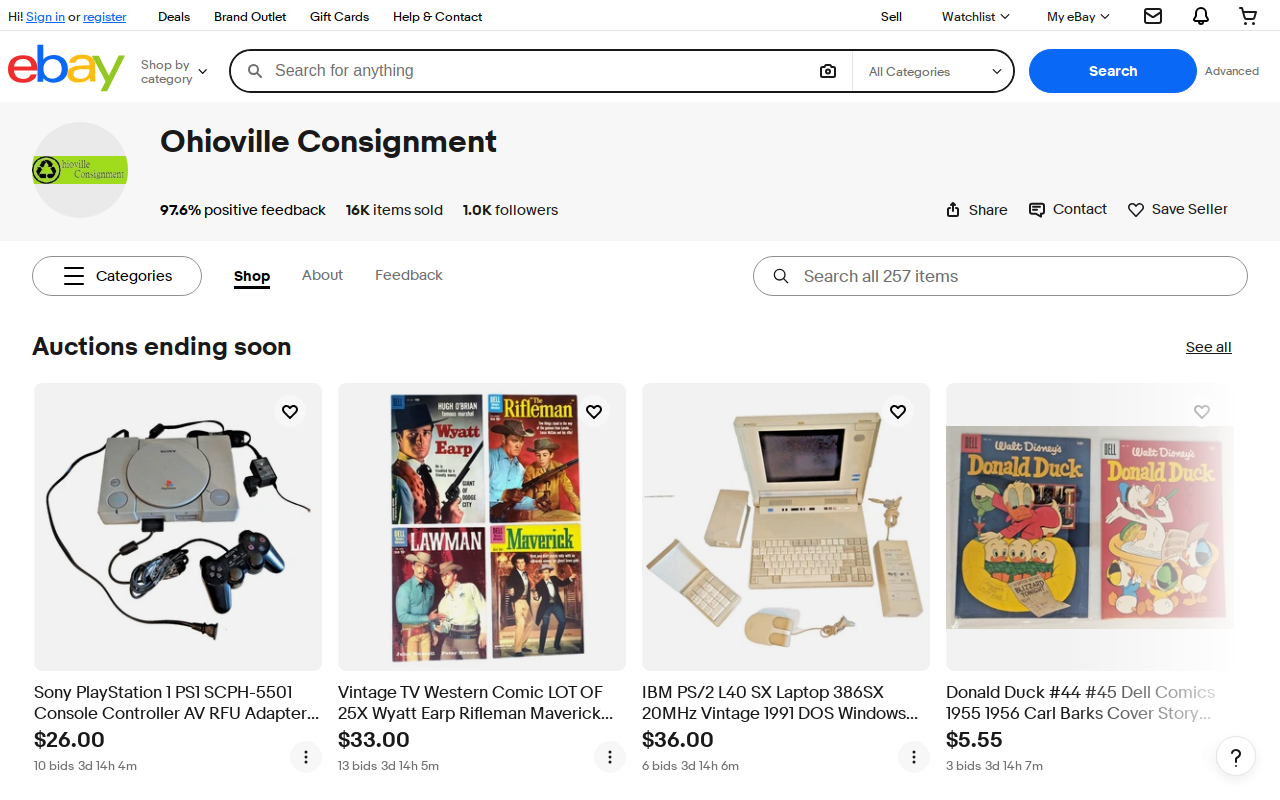 Ohioville Consignment website preview