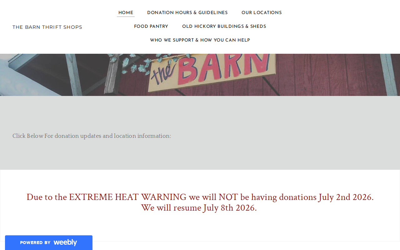 The Barn Thrift Shop website preview
